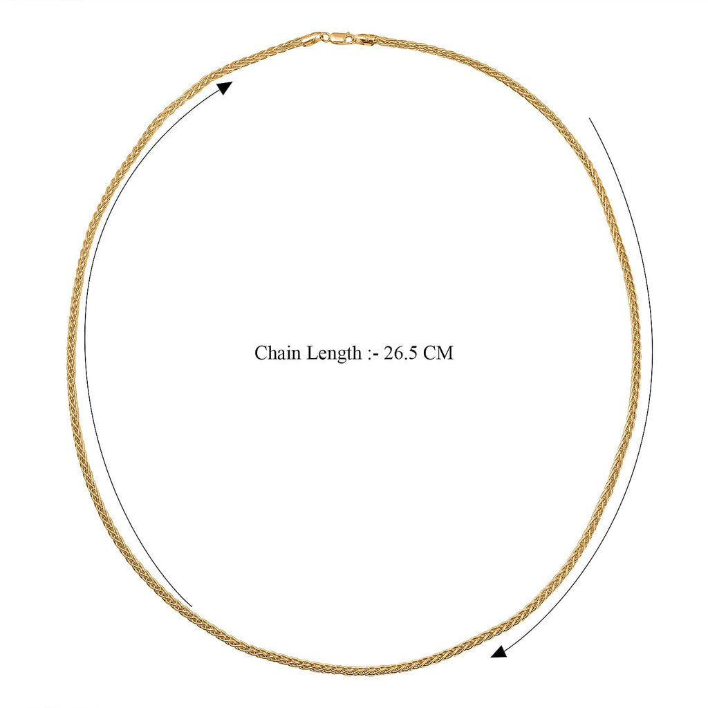 Italian Made- 14K Gold Plated Sterling Silver Spiga Necklace (Size-30) with Lobster Clasp, Silver Wt. 32.27 Gms.