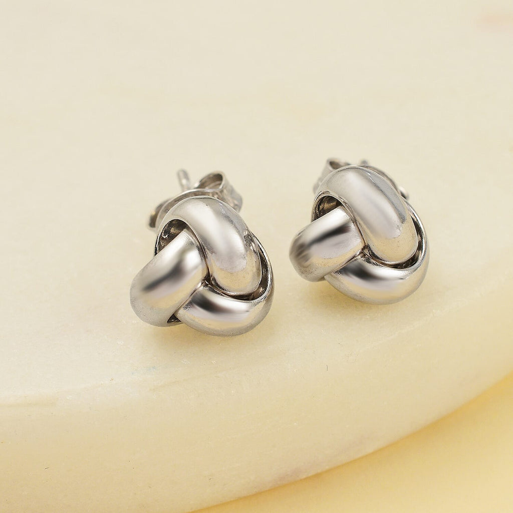 Vicenza Showcase - Rhodium Overlay Sterling Silver Triple Knot Earrings