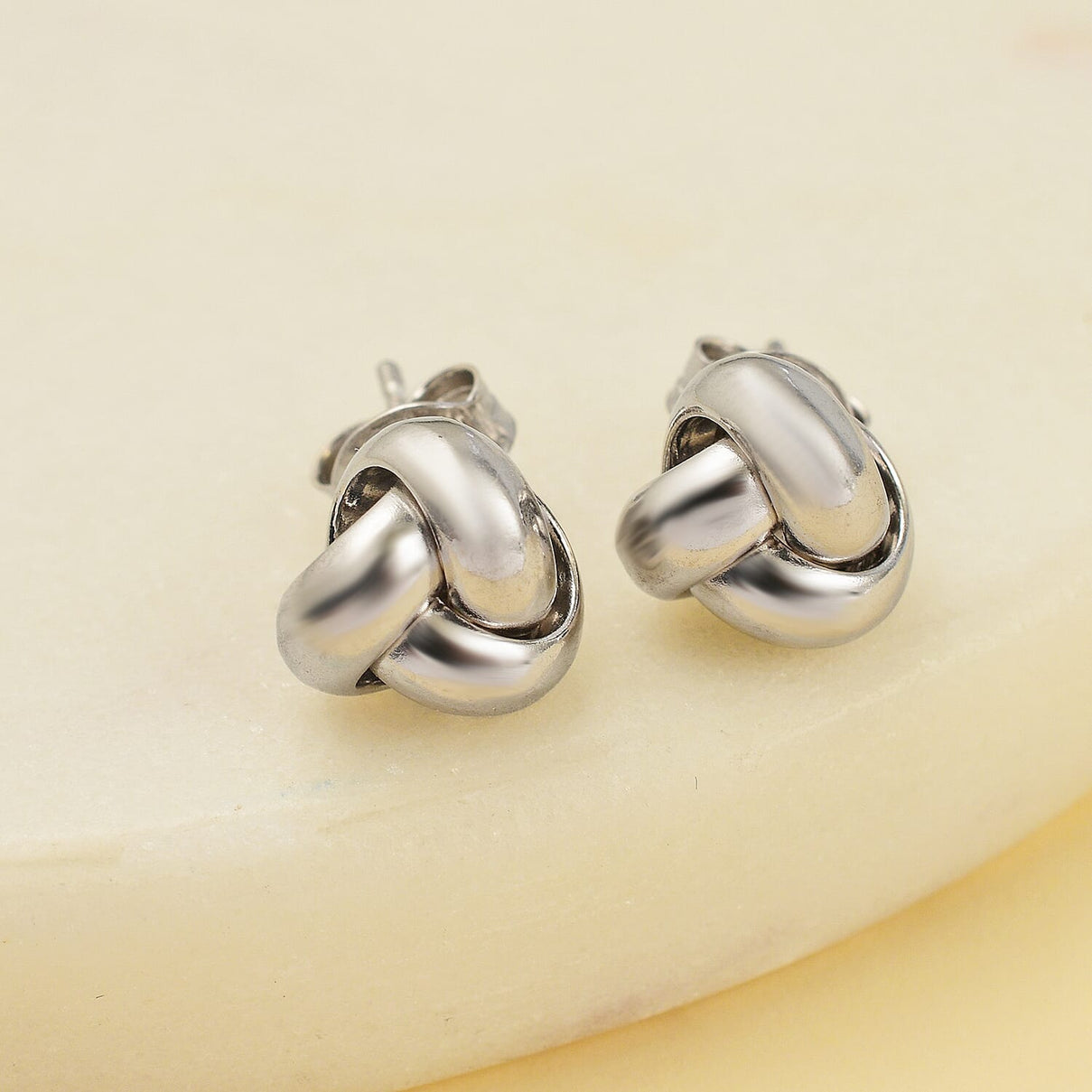 Vicenza Showcase - Rhodium Overlay Sterling Silver Triple Knot Earrings 7712337 1