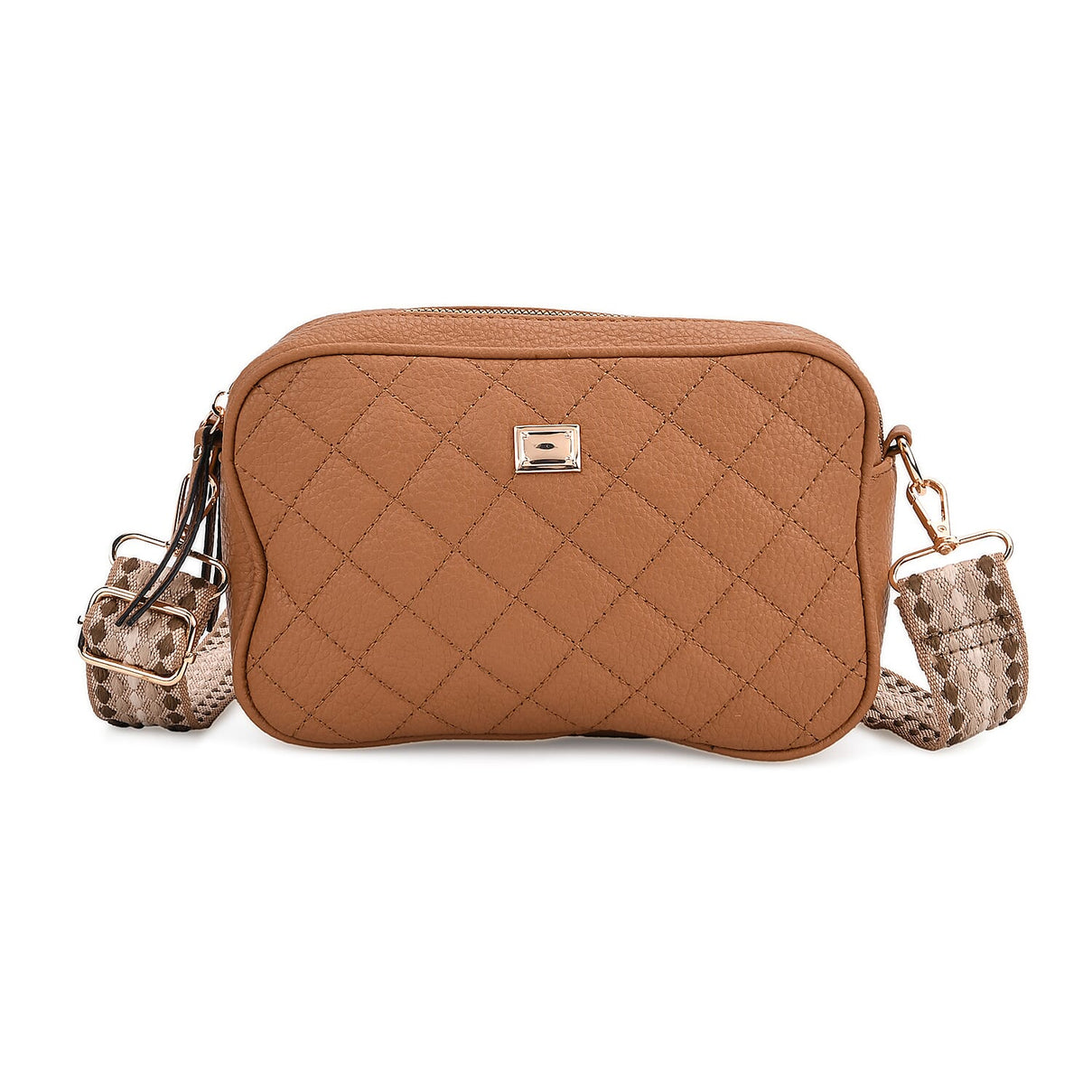 Prime Time Deal - Quilted Fully Lined Crossbody Bag With Adjustable Length Strap - Brown 8045327 0