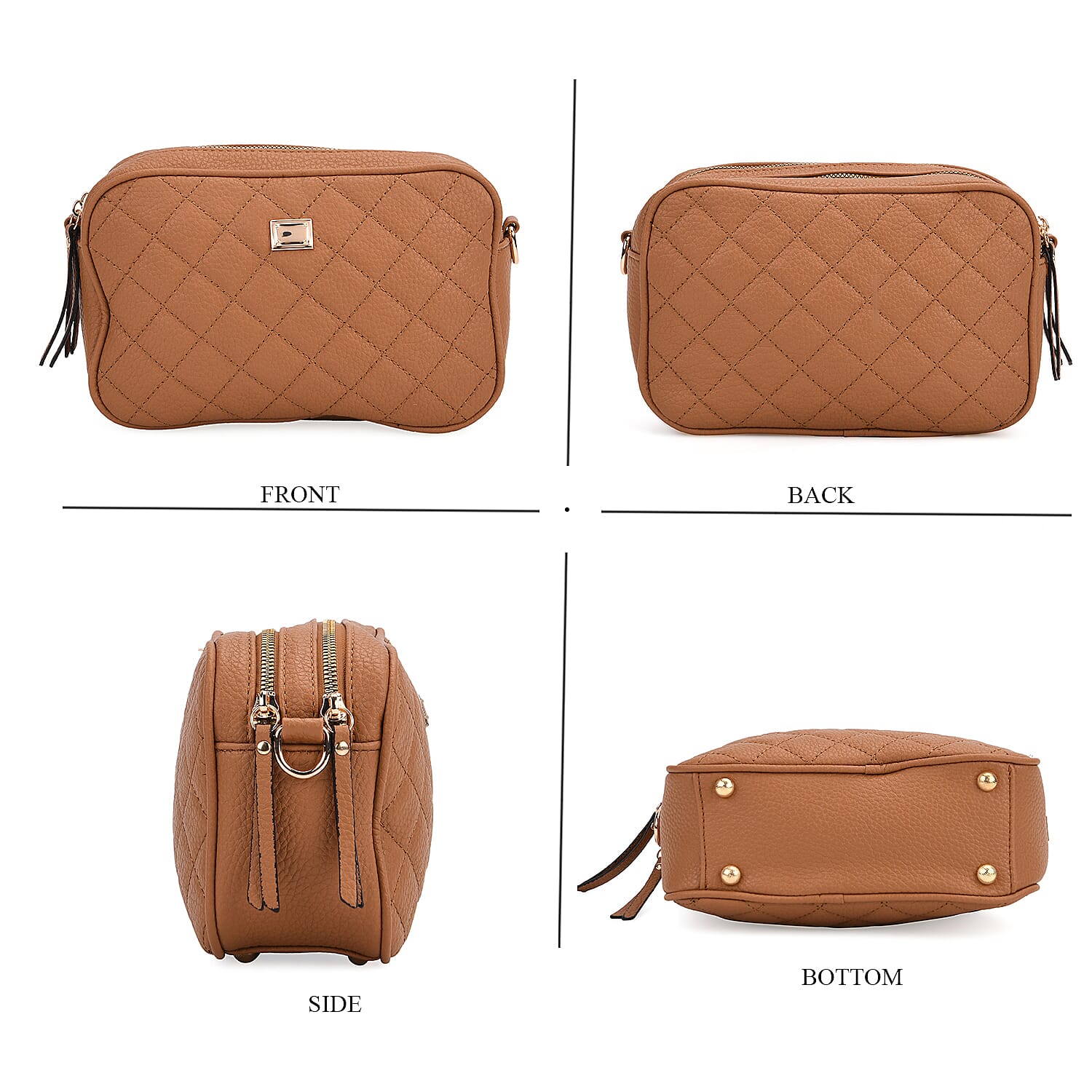 Prime Time Deal - Quilted Fully Lined Crossbody Bag With Adjustable Length Strap - Brown 8045327 4