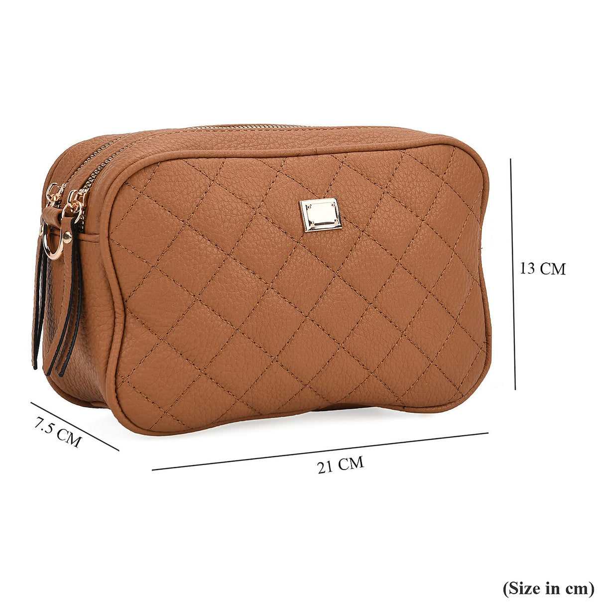 Prime Time Deal - Quilted Fully Lined Crossbody Bag With Adjustable Length Strap - Brown 8045327 7