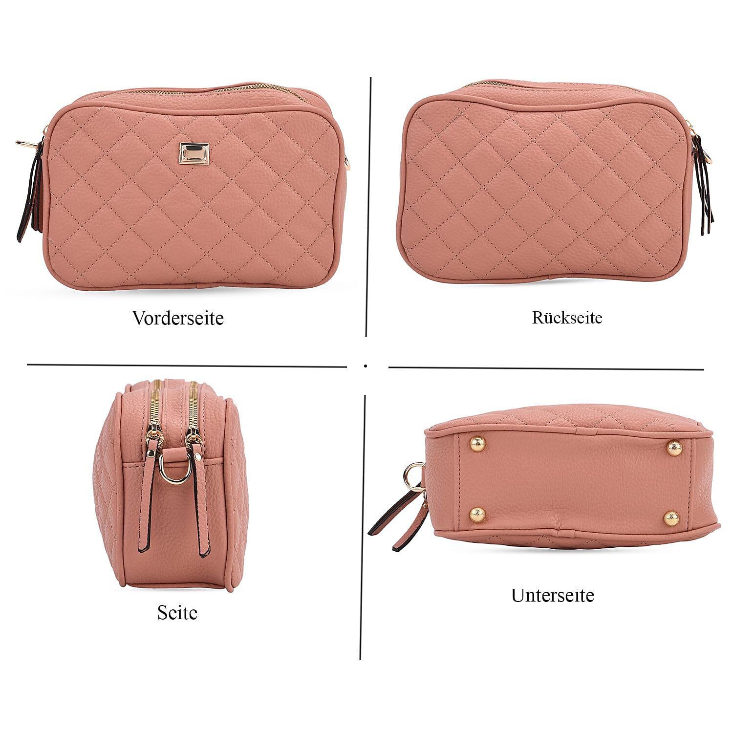 Prime Time Deal - Quilted Fully Lined Crossbody Bag With Adjustable Length Strap - Pink 8045329 4