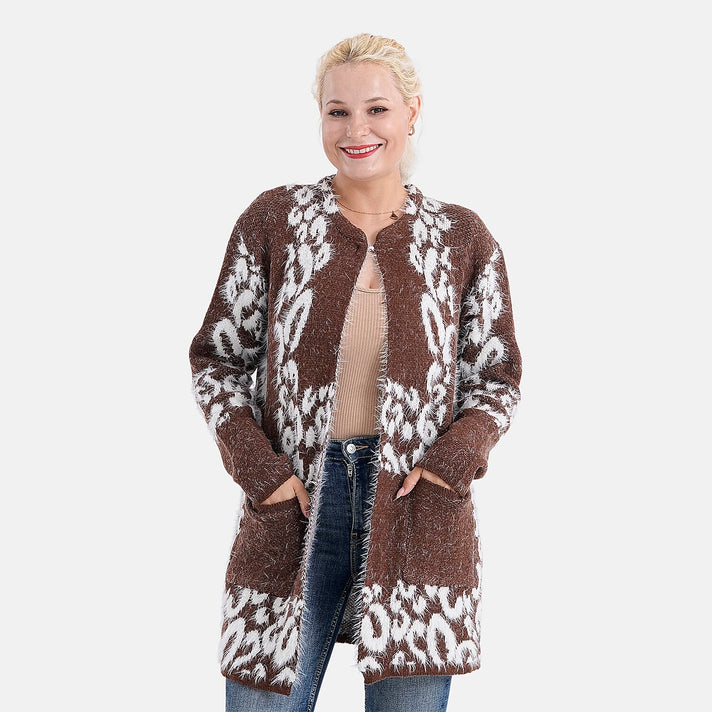 Tamsy Eyelash Coatigan with Pockets (Fit 8 to 20) - Brown V32619649 1