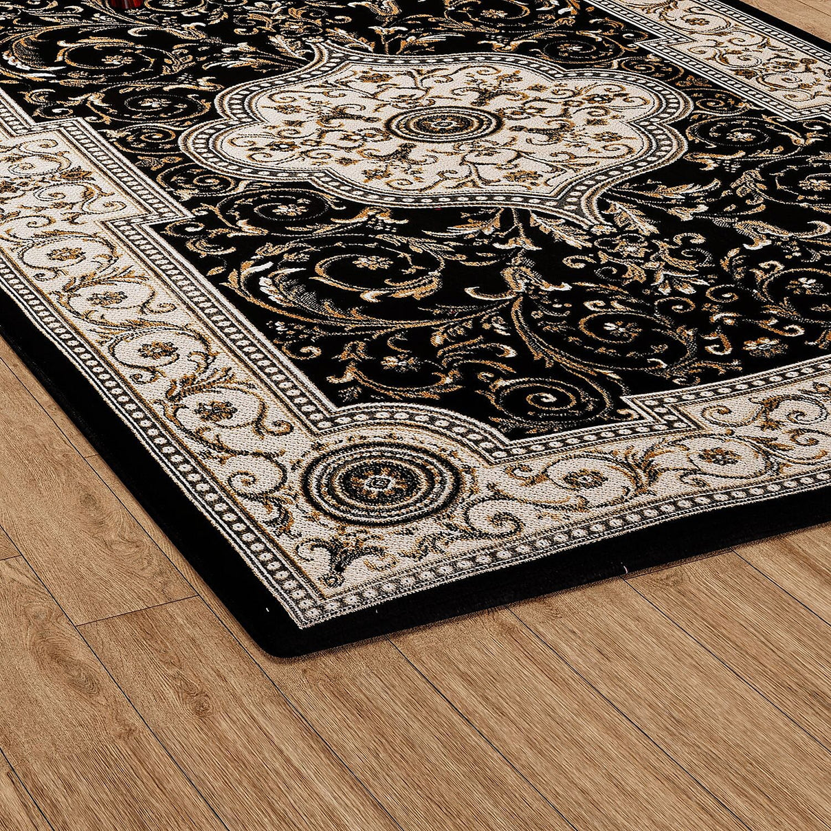 Pile Woven 950 GSM Traditional Carpet - Black 7698229 1