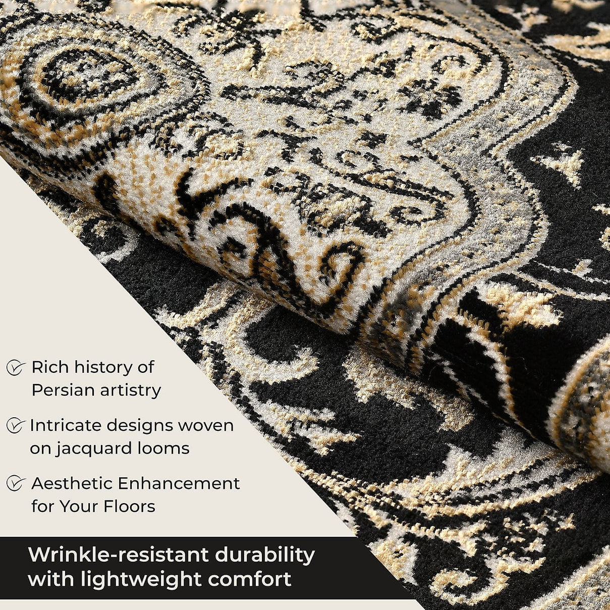 Pile Woven 950 GSM Traditional Carpet - Black 7698229 3
