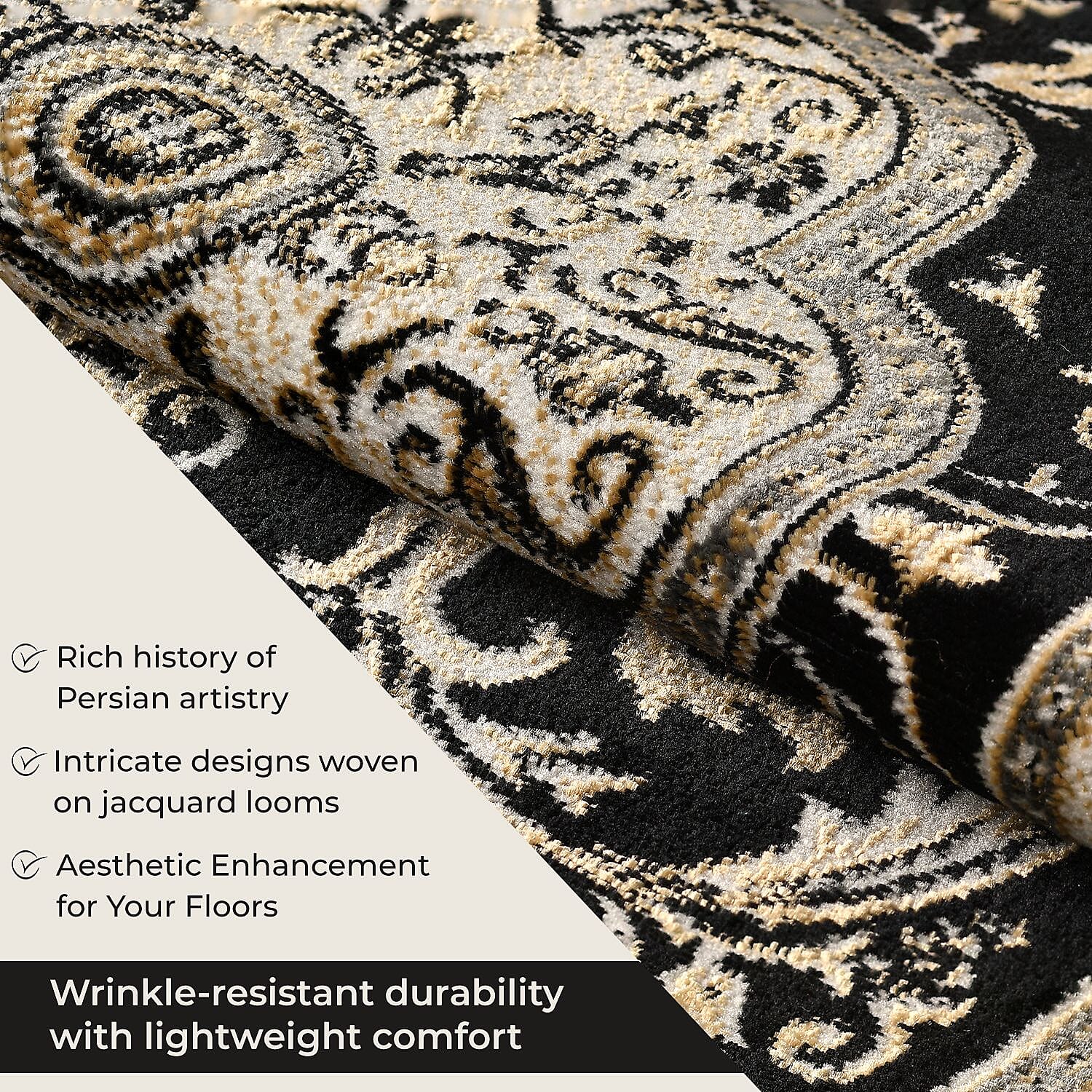 Pile Woven 950 GSM Traditional Carpet - Black 7698229 3