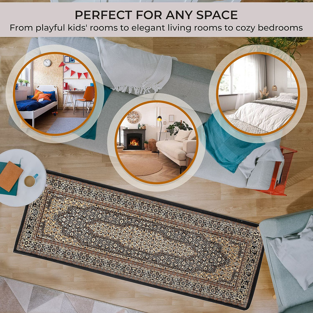 Traditional Rug and Door Mat - Black 7698576 3
