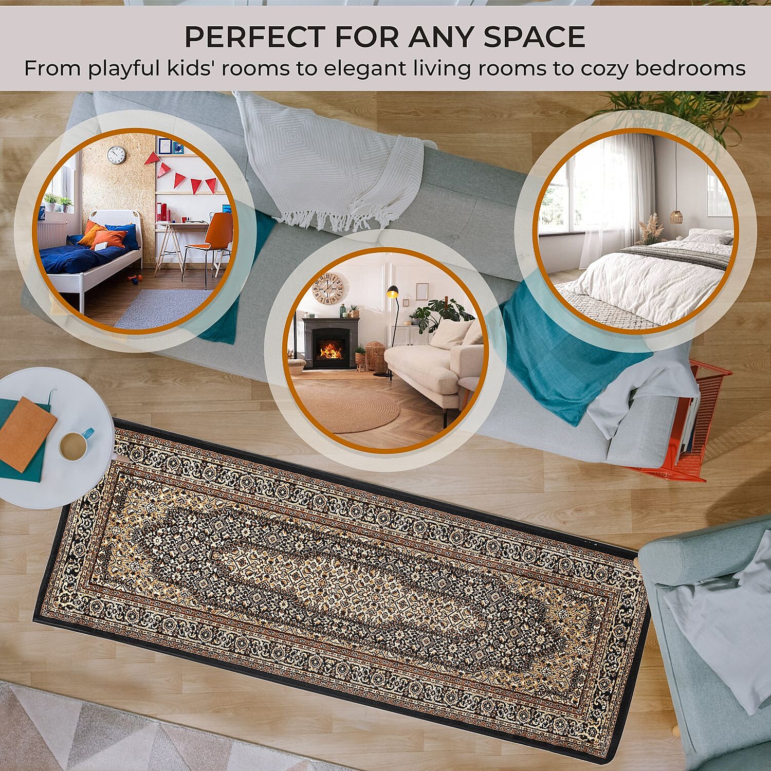Traditional Rug and Door Mat - Black 7698576 3