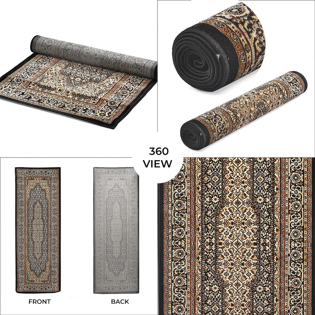 Traditional Rug and Door Mat - Black 7698576 7