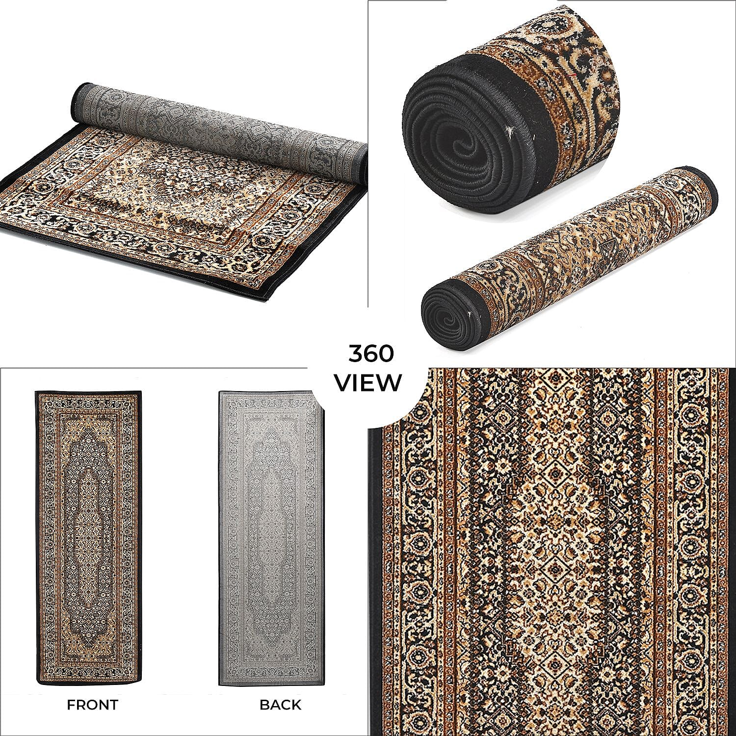 Traditional Rug and Door Mat - Black 7698576 7