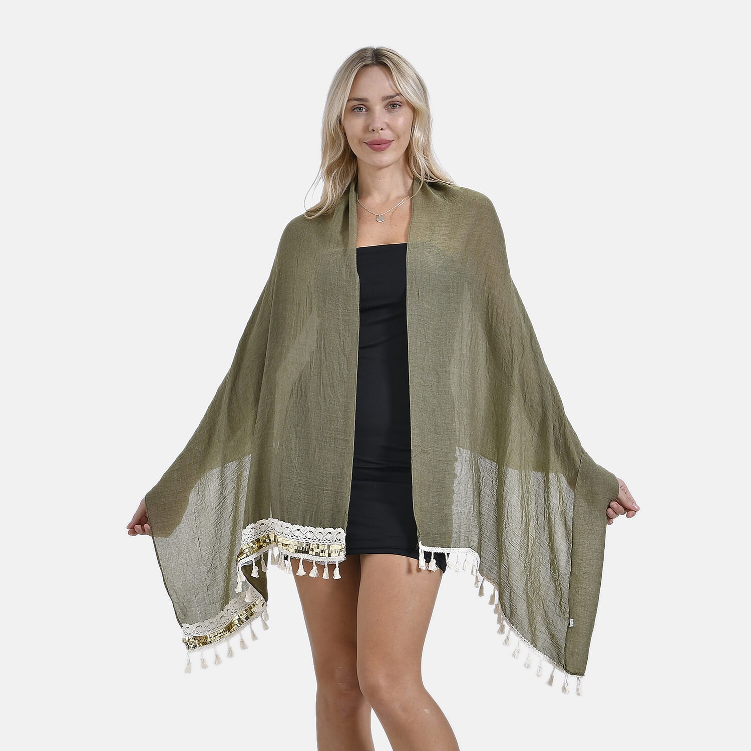 Closeout Deal - New Arrival Adorable Scarf with Small Fringes on Bottom (One Size) - Green 8019719 2