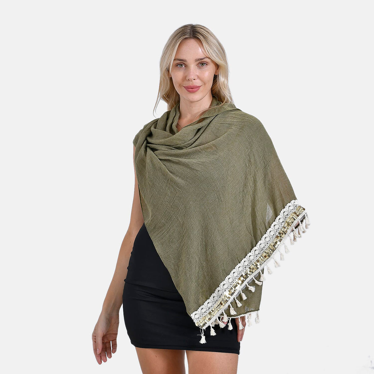 Closeout Deal - New Arrival Adorable Scarf with Small Fringes on Bottom (One Size) - Green 8019719 8