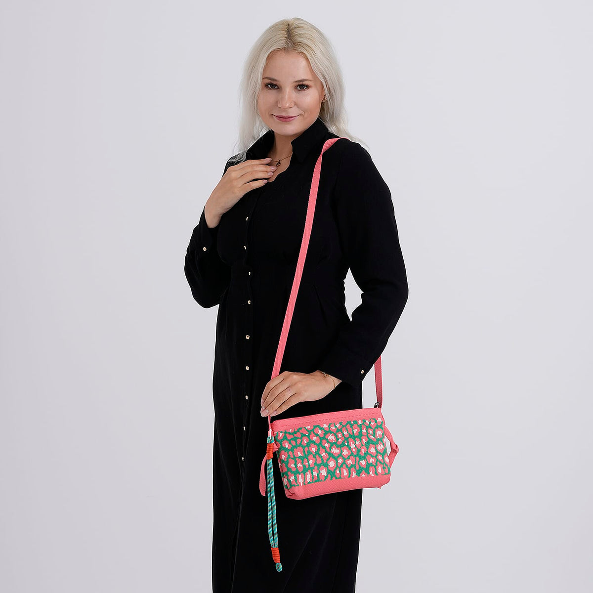 Designer-Inspired Printed Crossbody Bag - Coral V32517482 3