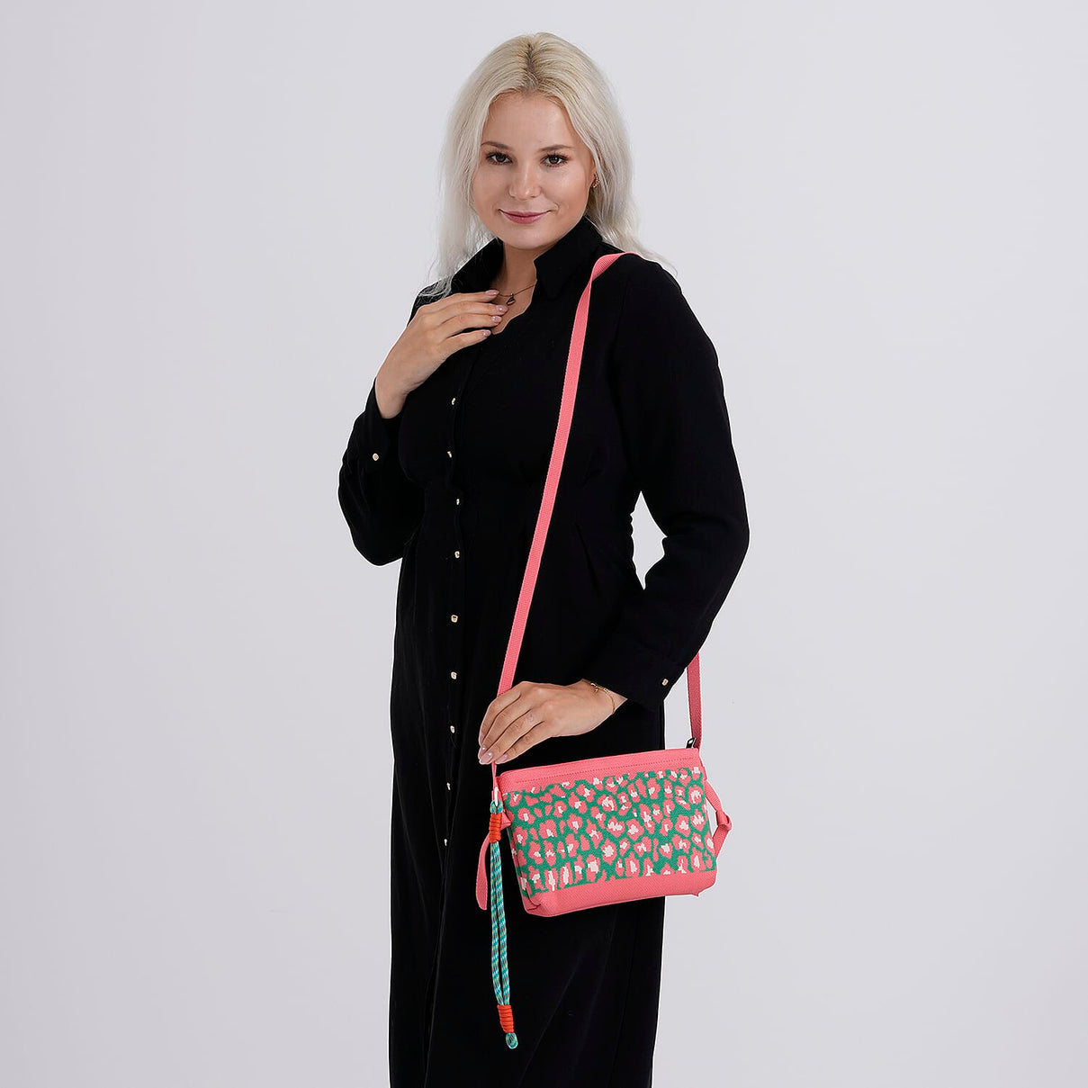 Designer-Inspired Printed Crossbody Bag - Coral V32356993 3