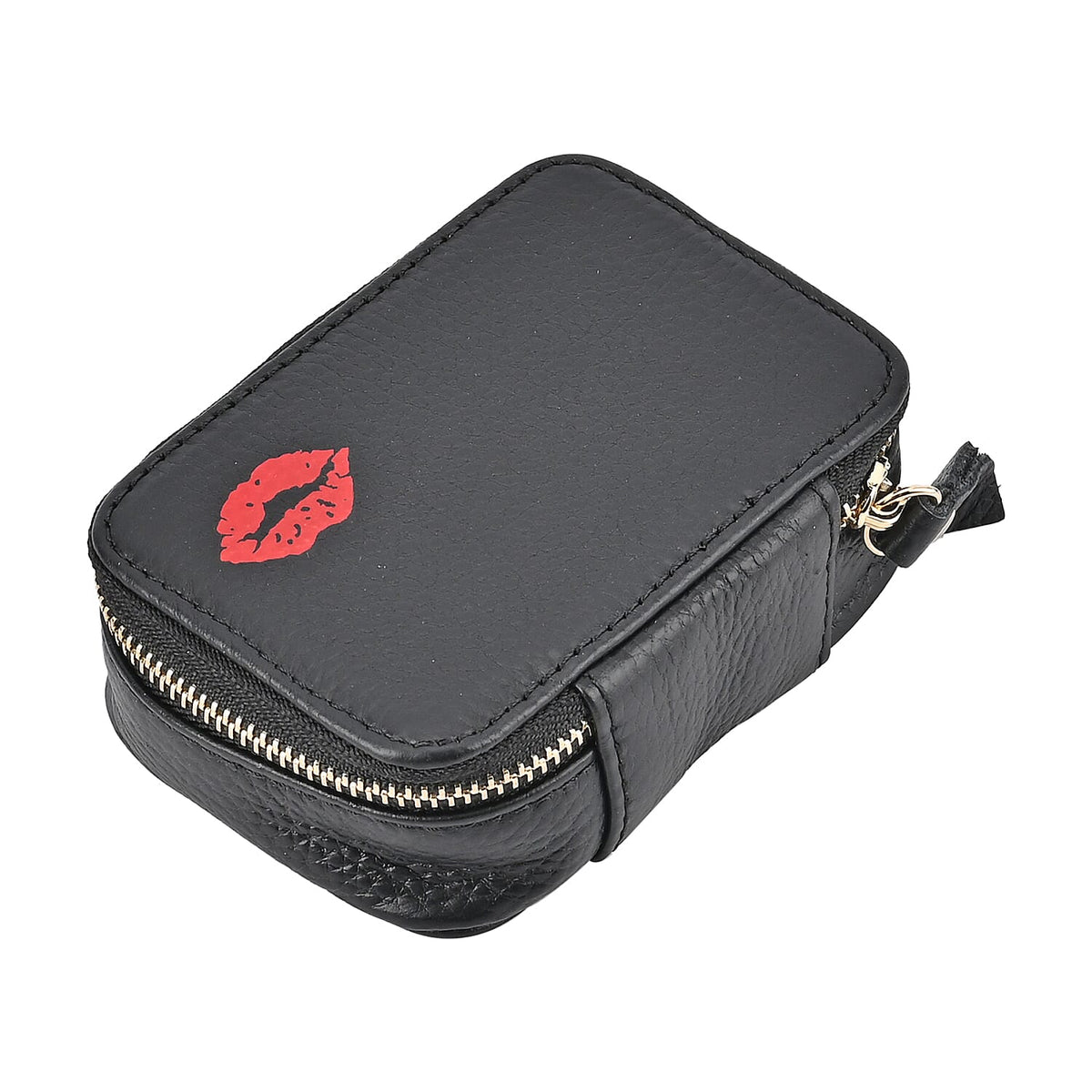 100% Genuine Leather Small Case with Mirror - Black 7629620 5