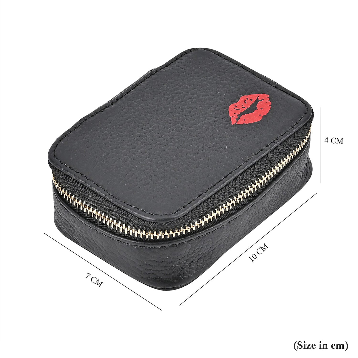 100% Genuine Leather Small Case with Mirror - Black 7629620 7