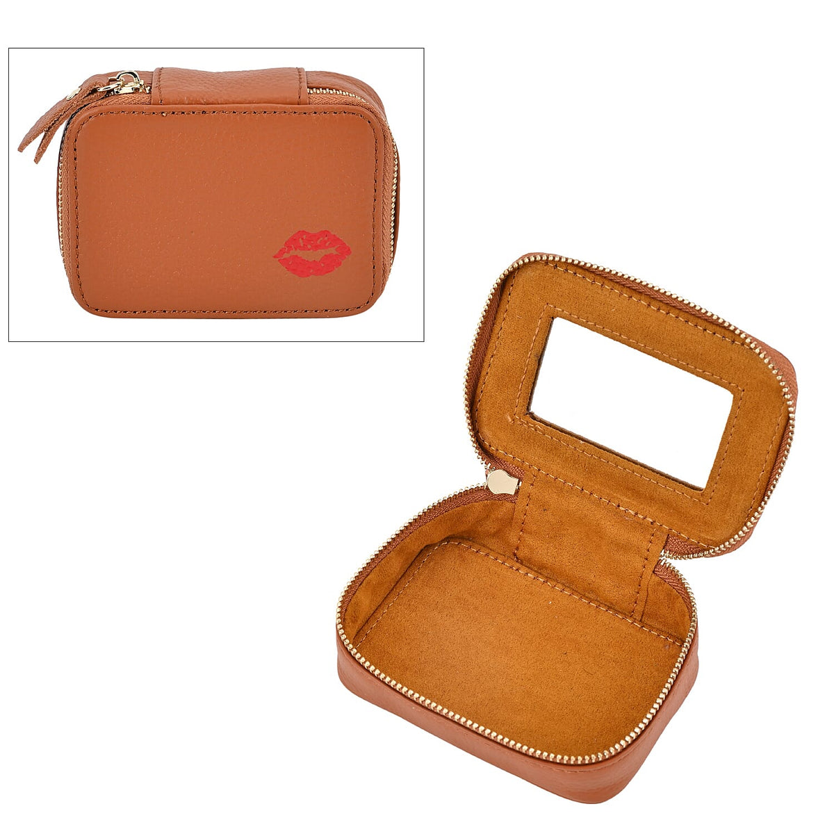 Genuine Leather Lipstick Storage Box with Lip Print 7629618 0