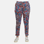Printed Tapered Leg Trouser with Pockets (Size L,16 to 18) - Navy