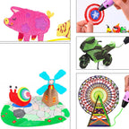 Professional Grade Printing 3D Printing Pen with OLED Display with 3 Colour Wires - Pink