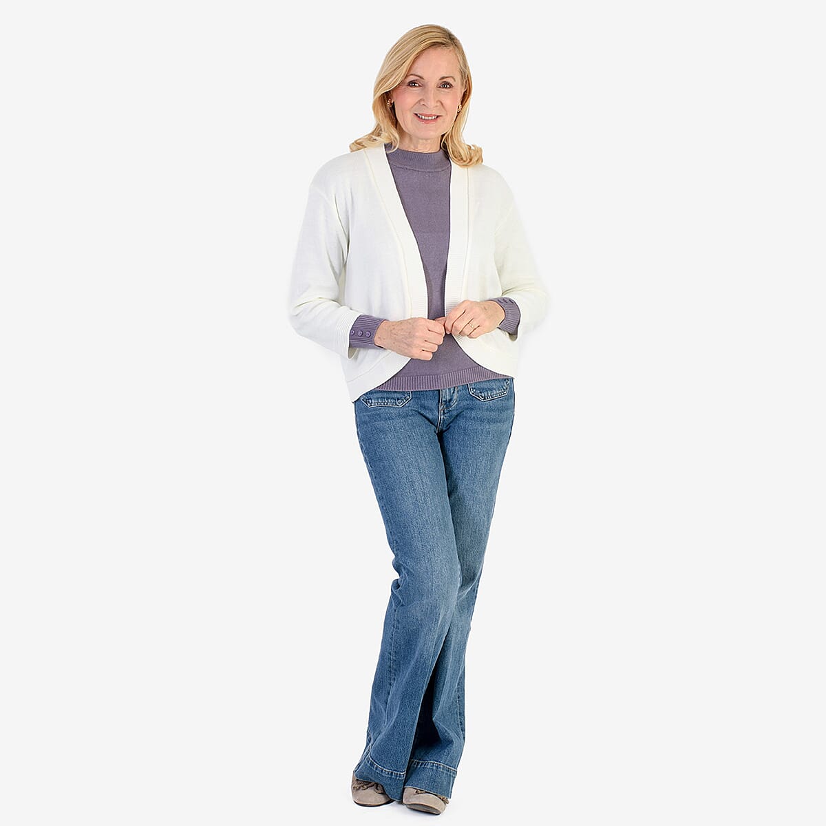 Pure And Natural Acrylic Cardigan (Size S to M) - Winter White 8137500 0