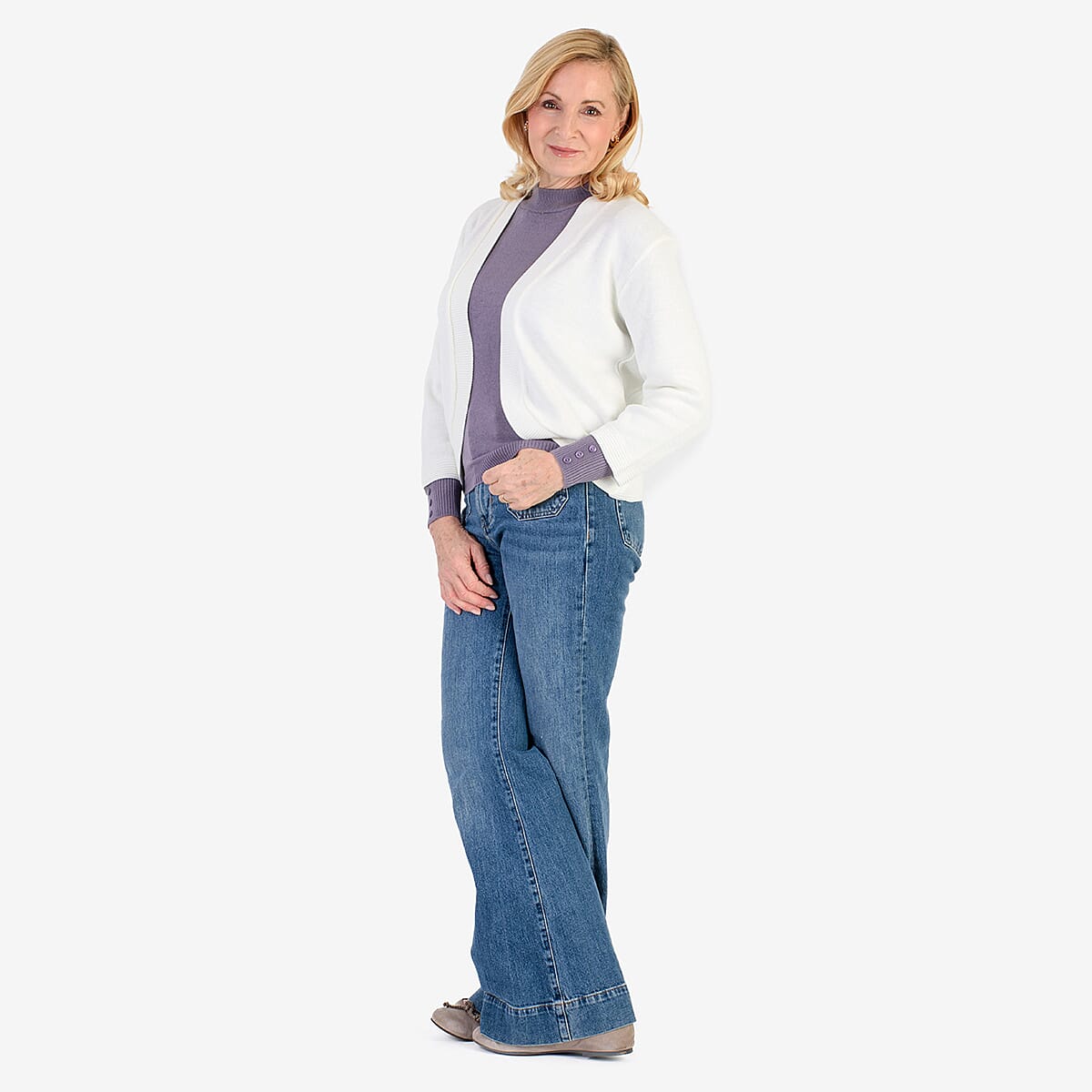 Pure And Natural Acrylic Cardigan (Size S to M) - Winter White 8137500 1