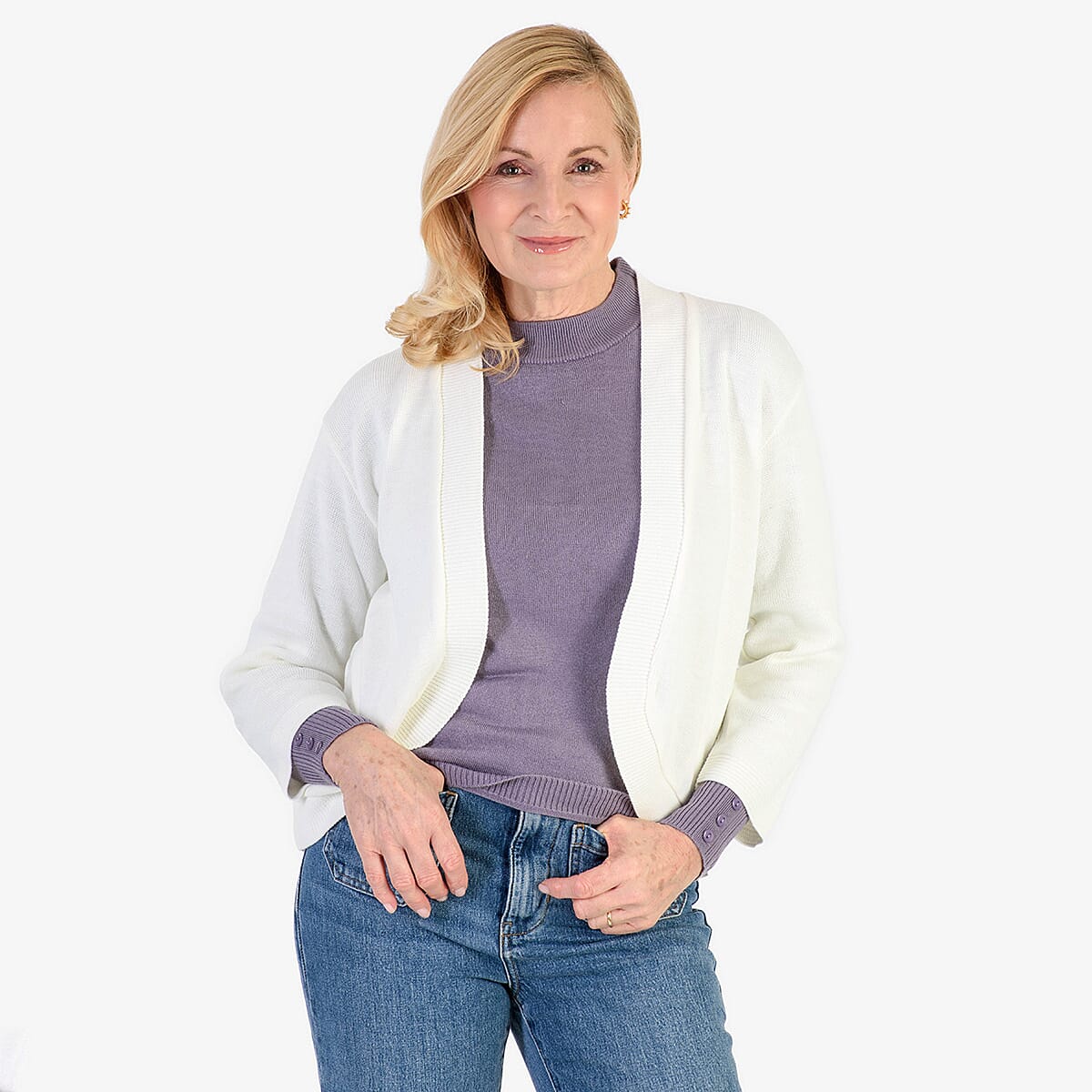 Pure And Natural Acrylic Cardigan (Size S to M) - Winter White 8137500 4