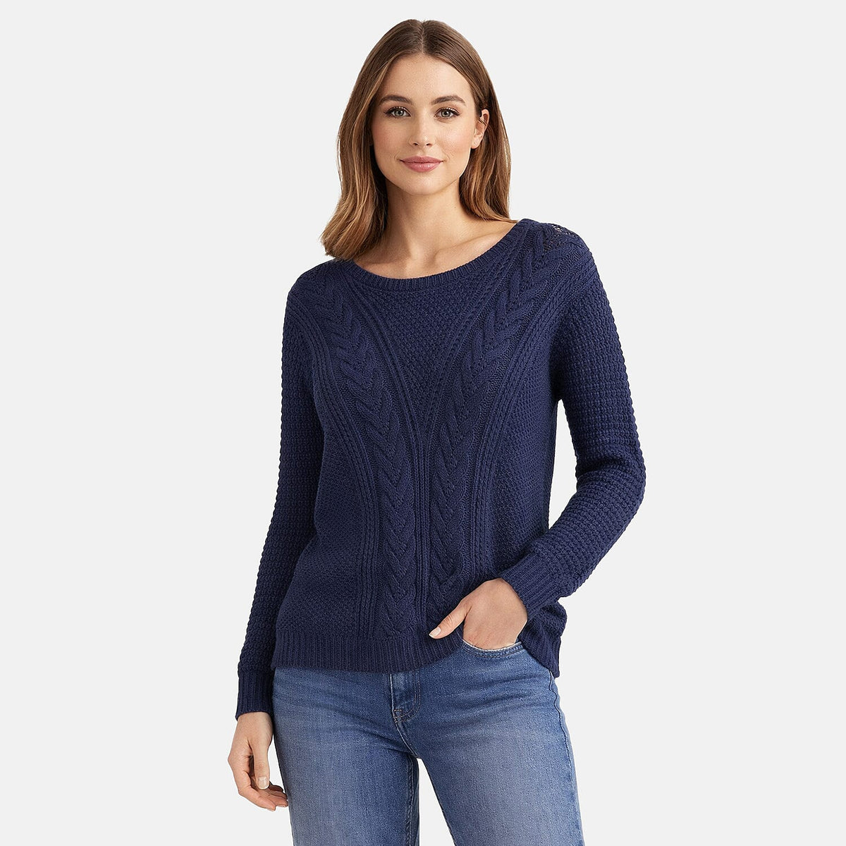 Pure And Natural Cable Jumper (Size 14/16) - Navy V32518030 0