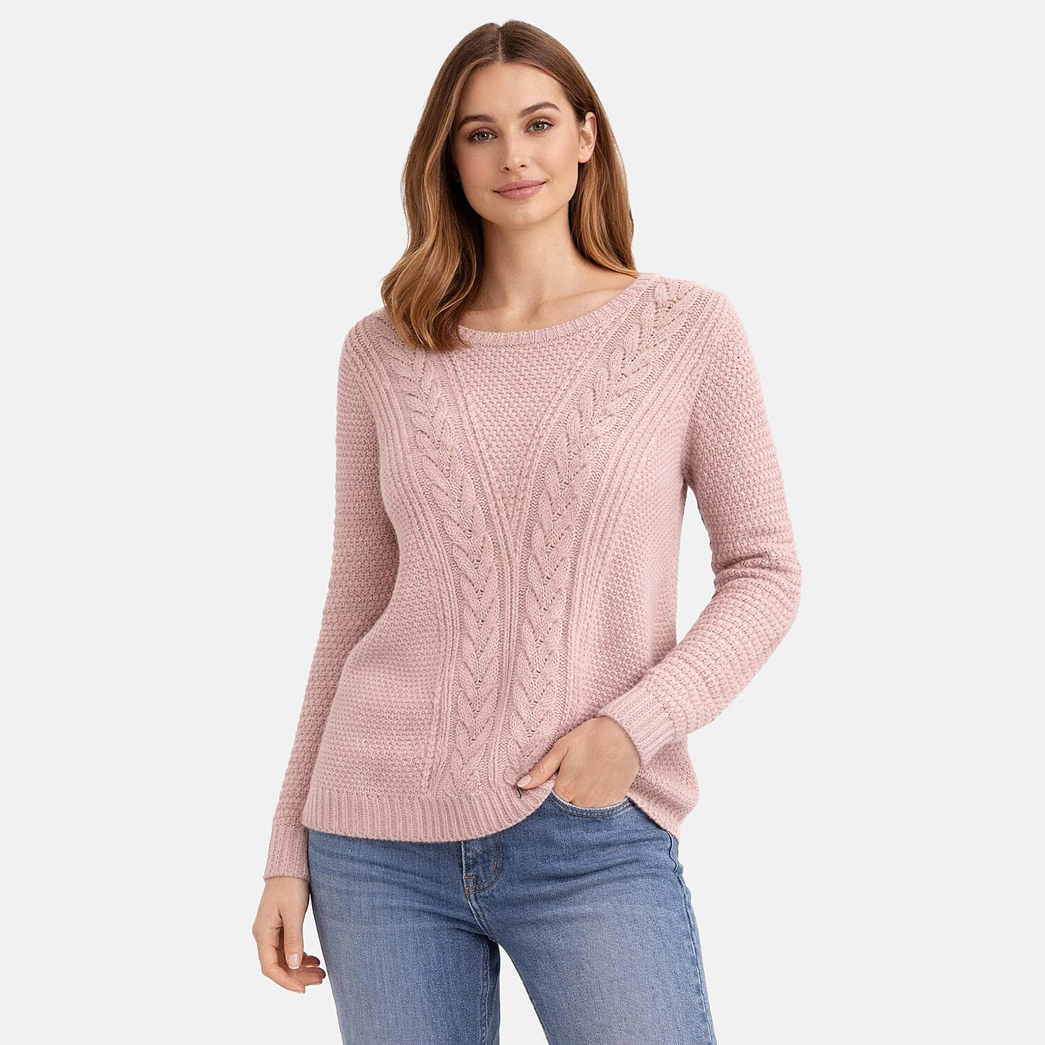 Pure And Natural Cable Jumper (Size 18-20) - Dusty Pink 8434631 0