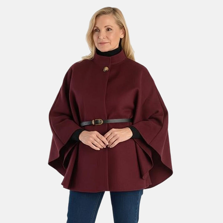 Pure And Natural Classic Cape With Belt (One Size) - Wine 8287290 1