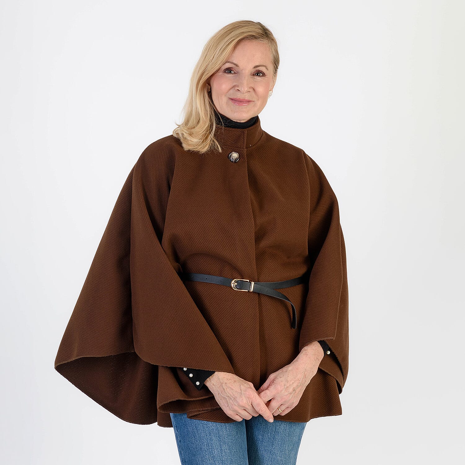 Pure And Natural Classic Cape With Belt (One Size) - Rich Chocolate 8287287 1