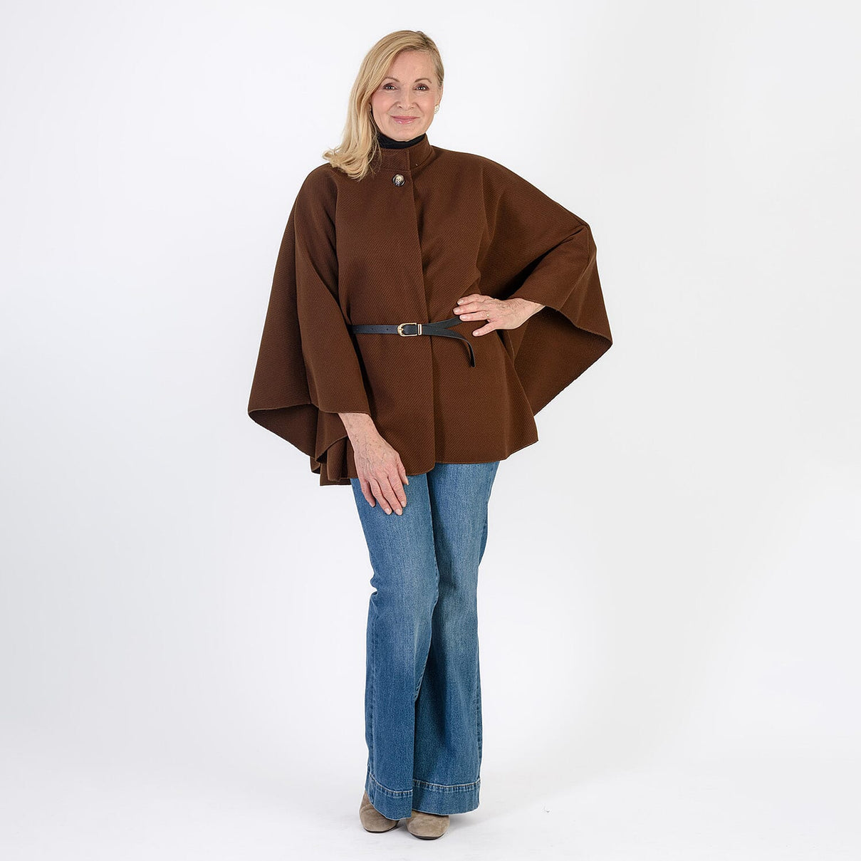 Pure And Natural Classic Cape With Belt (One Size) - Rich Chocolate 8287287 2