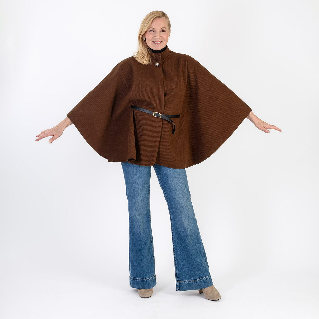 Pure And Natural Classic Cape With Belt (One Size) - Rich Chocolate 8287287 3