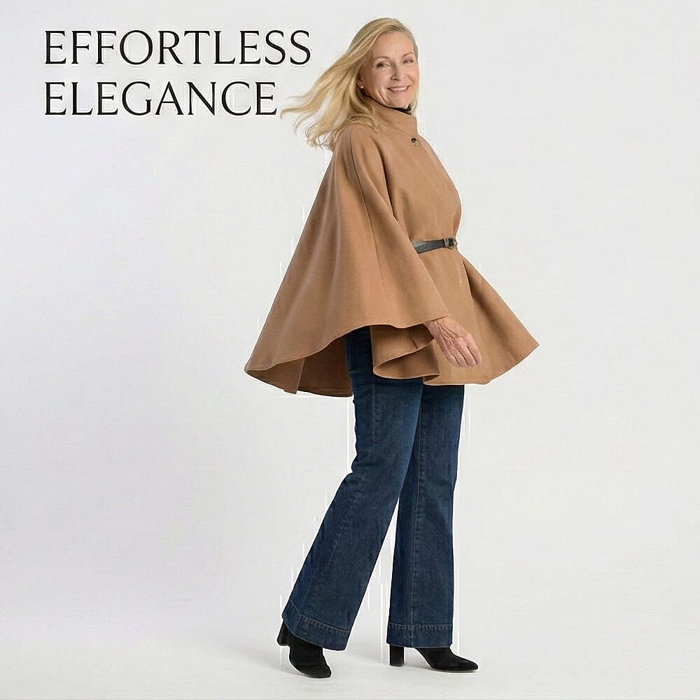 Pure And Natural Classic Cape With Belt (One Size) - Soft Camel