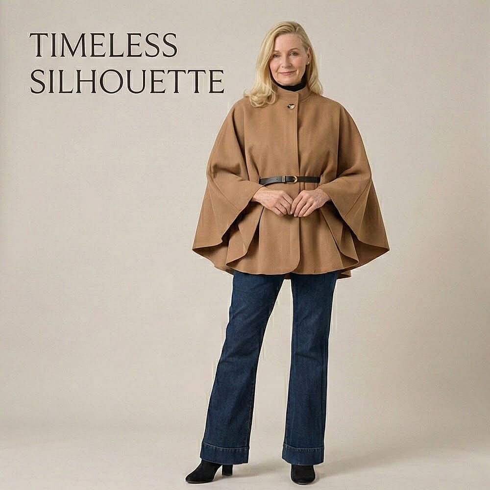 Pure And Natural Classic Cape With Belt (One Size) - Soft Camel V32521191 2