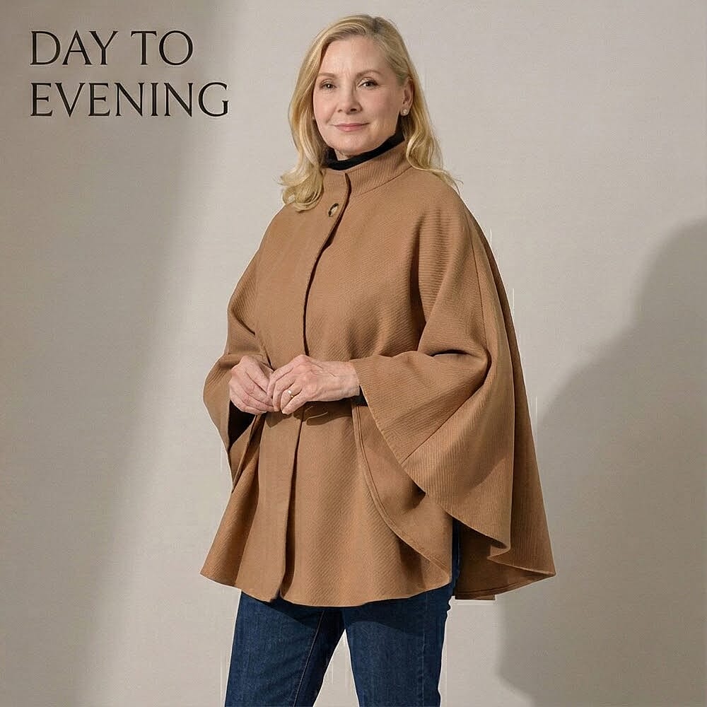 Pure And Natural Classic Cape With Belt (One Size) - Soft Camel