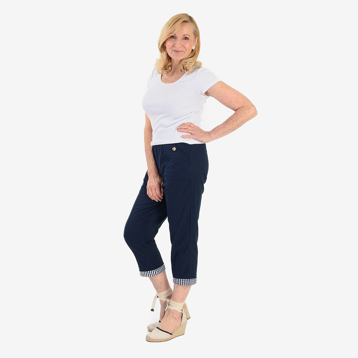 Pure And Natural Cotton Trousers With 21Inch Inseam (Size 10) - Navy 8547836 3