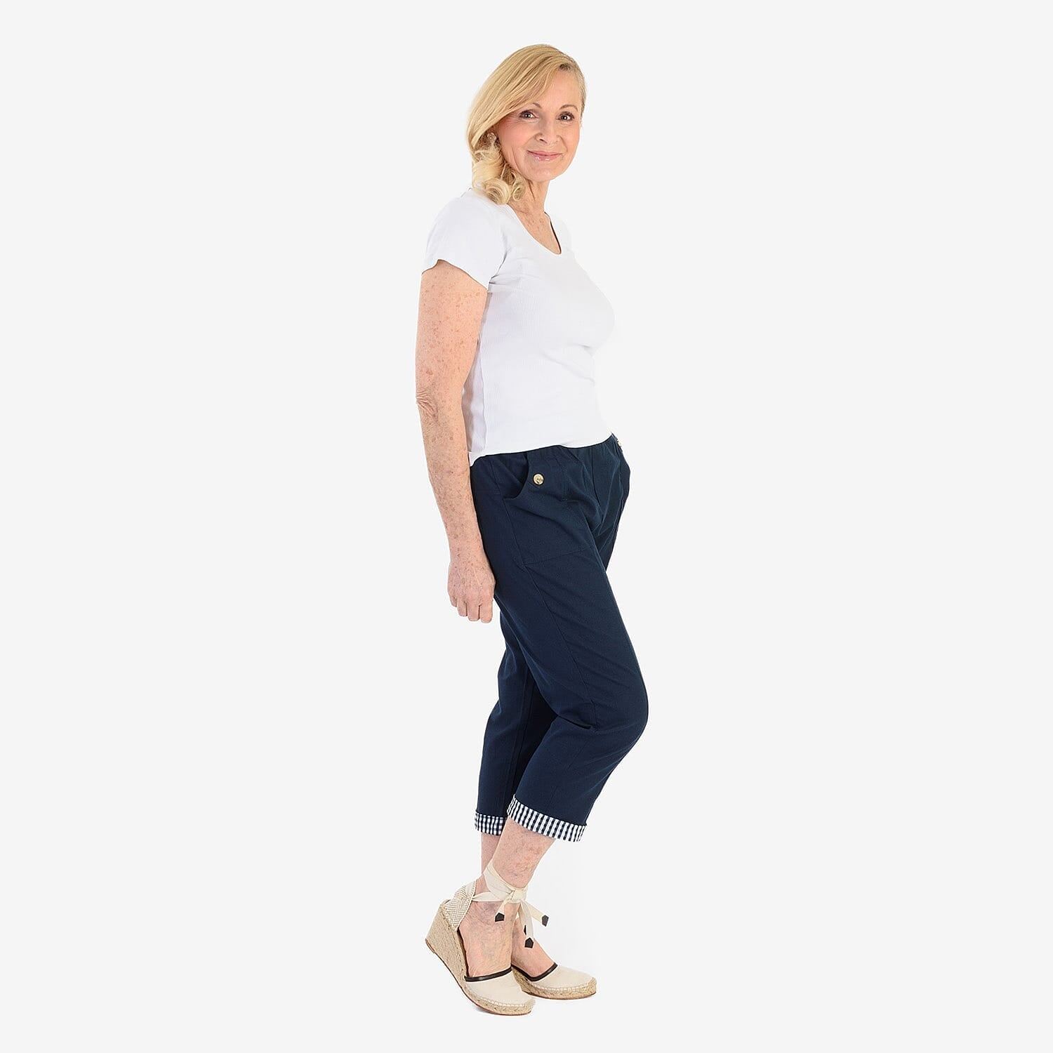 Pure And Natural Cotton Trousers With 21Inch Inseam (Size 10) - Navy 8547836 4