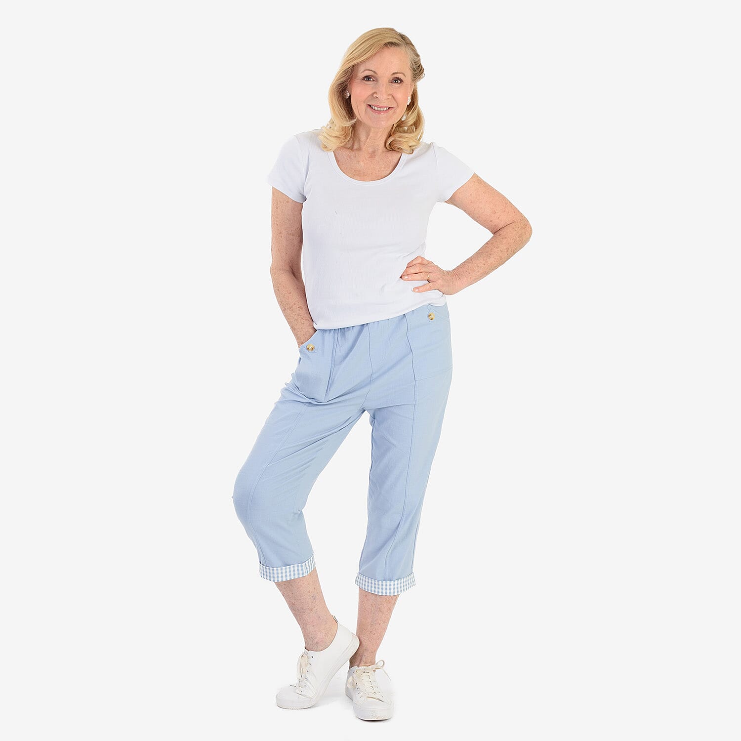 Pure And Natural Cotton Trousers With 21Inch Inseam (Size 10) - Sky 8547868 2