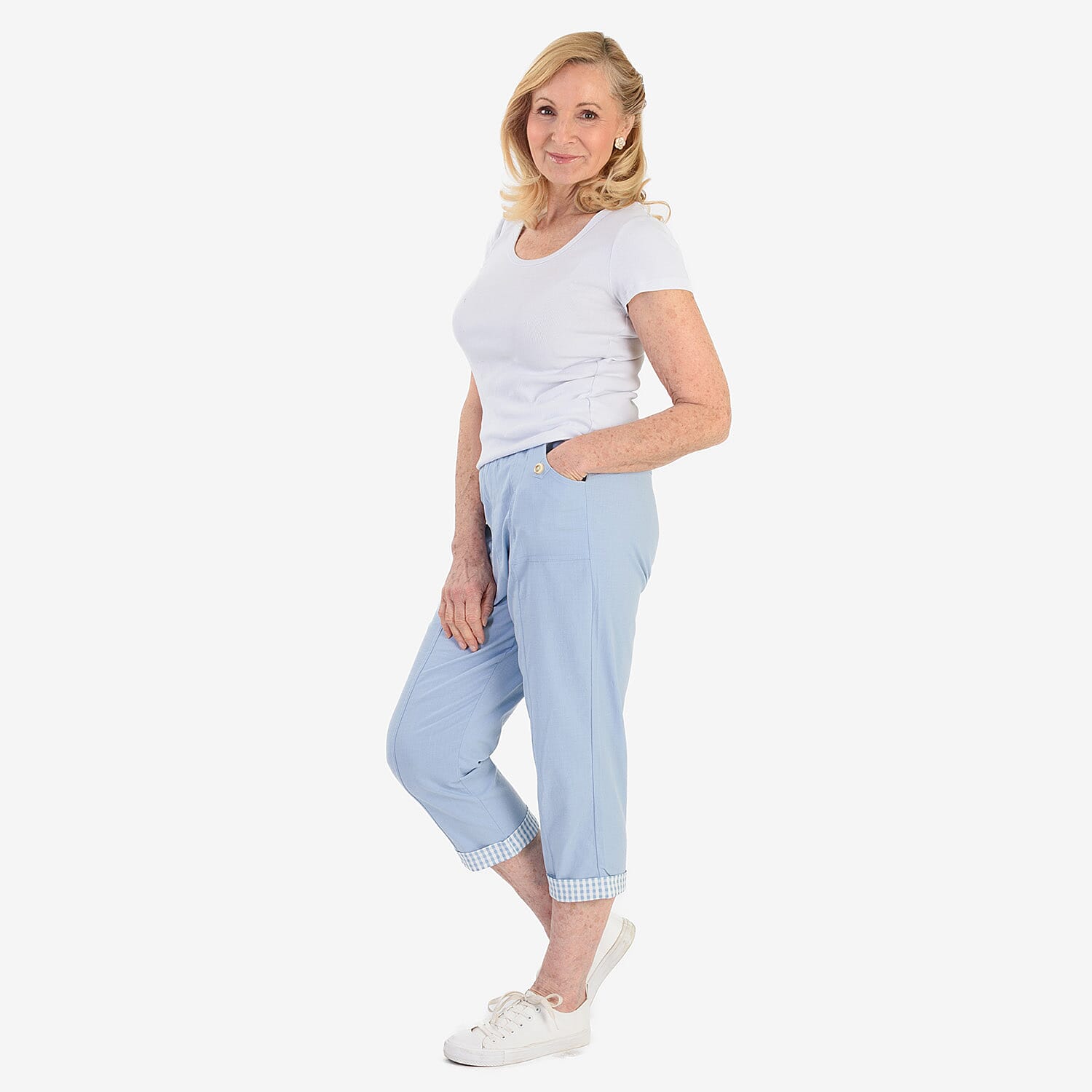Pure And Natural Cotton Trousers With 21Inch Inseam (Size 10) - Sky 8547868 3