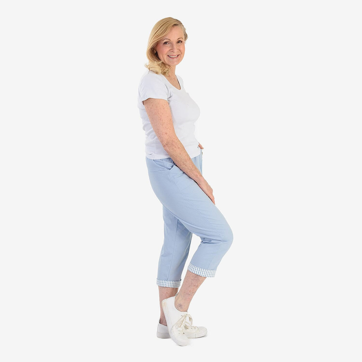 Pure And Natural Cotton Trousers With 21Inch Inseam (Size 10) - Sky 8547868 5
