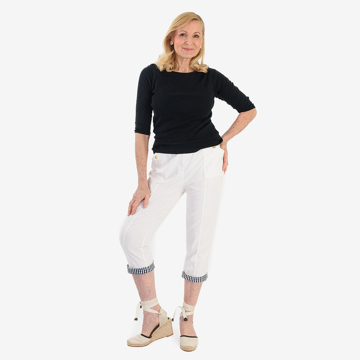 Pure And Natural Cotton Trousers With 21Inch Inseam (Size 10) - White V32363694 2
