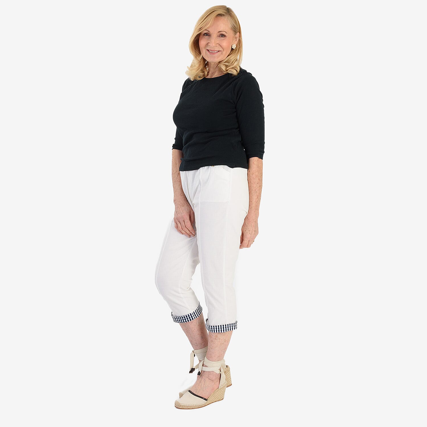 Pure And Natural Cotton Trousers With 21Inch Inseam (Size 12) - White 8547861 3