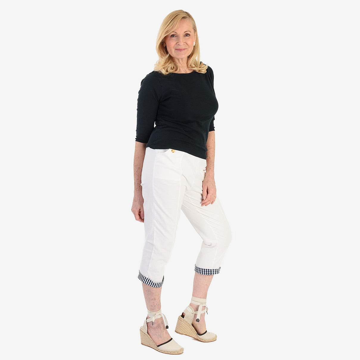Pure And Natural Cotton Trousers With 21Inch Inseam (Size 12) - White 8547861 4