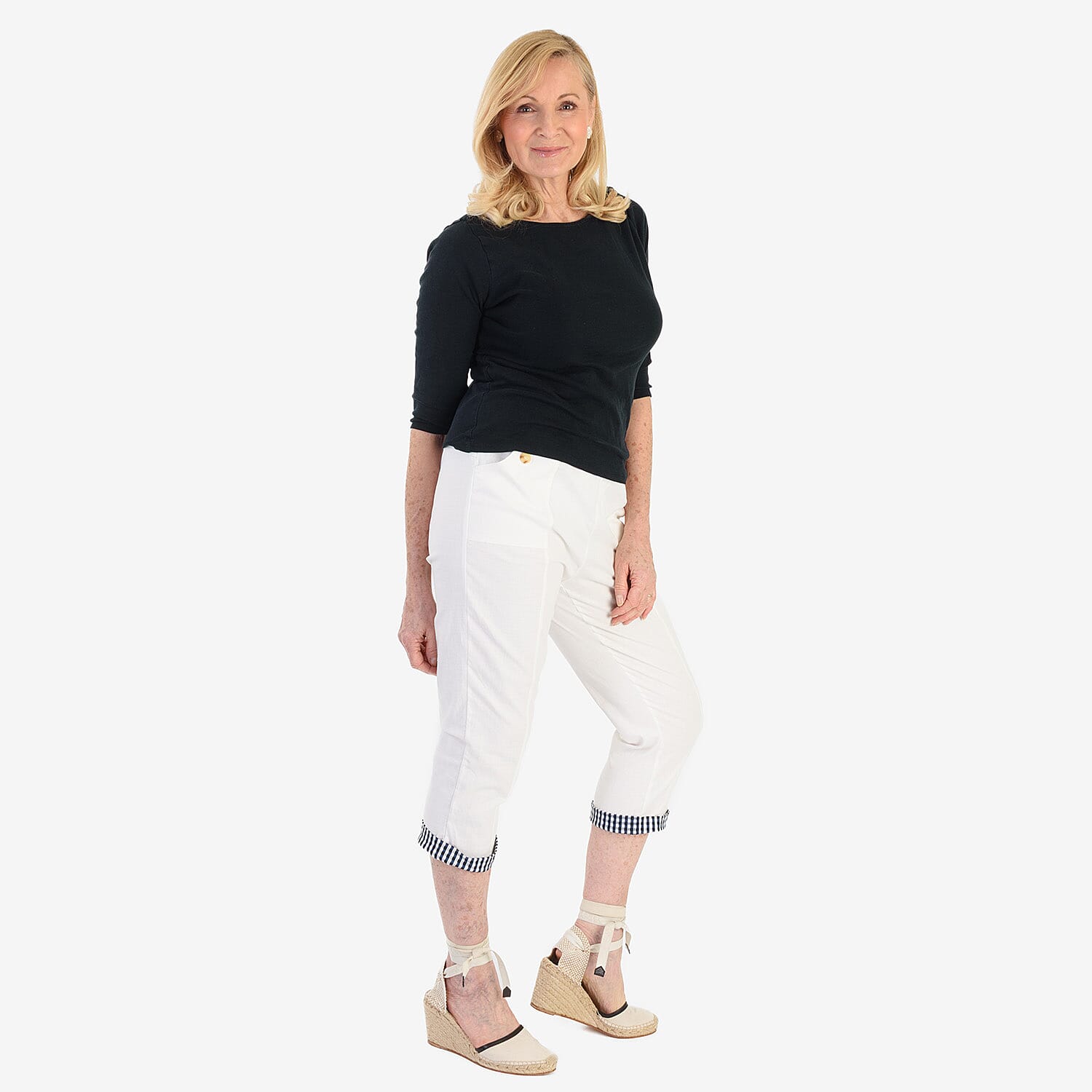 Pure And Natural Cotton Trousers With 21Inch Inseam (Size 12) - White 8547861 4