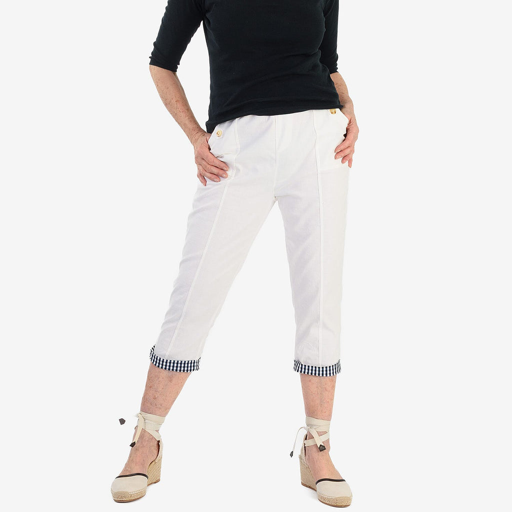 Pure And Natural Cotton Trousers With 21Inch Inseam (Size 14) - White