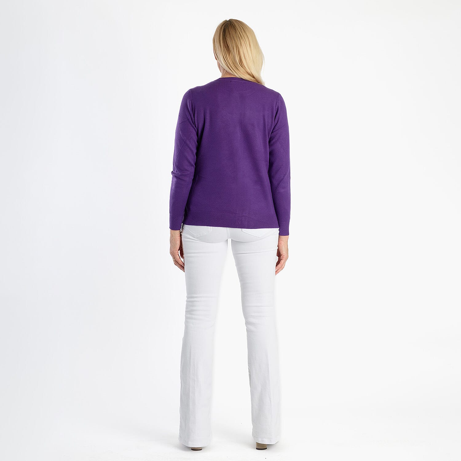 Pure And Natural Crew Neck Cardigan (Size 10) - Purple 8250299 4