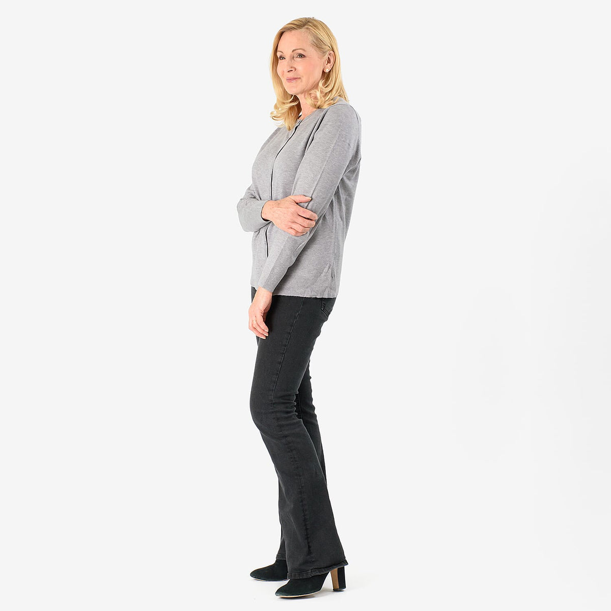 Pure And Natural Crew Neck Cardigans (Size 12) - Grey V32552878 3