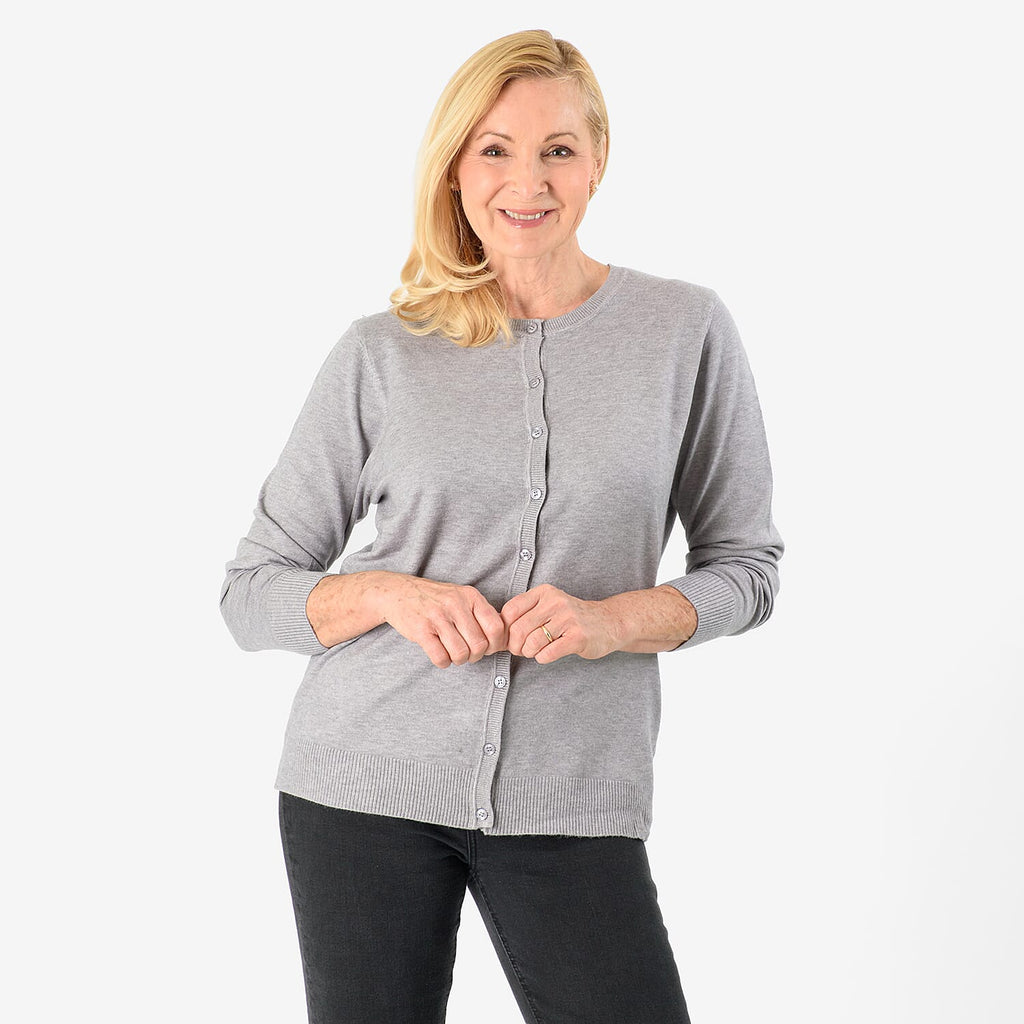 Pure And Natural Crew Neck Cardigans (Size 14) - Grey