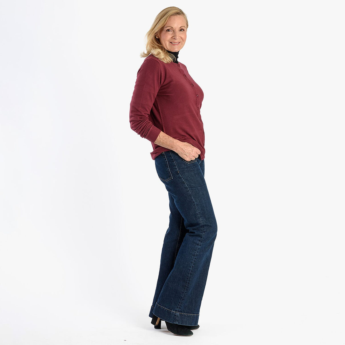 Pure And Natural Crew Neck Cardigan (Size 20) - Burgandy 8250291 3